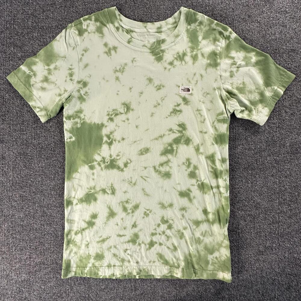 The North Face Mens Tie Dye Short Sleeve T-Shirt Green Cream Small #644